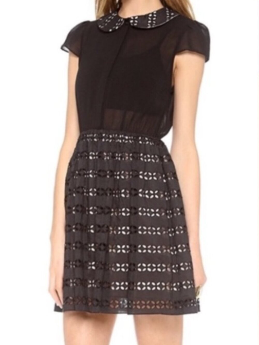 Alice and Olivia Anita Cap Sleeve Dress with Peter Pan Collar Size 0